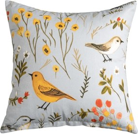 Poszewka na poduszkę z mikrofibry SPRING BIRDS 45x45 cm, kolorowa