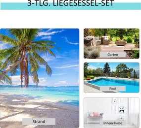 Ekskluzywny Zestaw Leżaków Ogrodowych Outsunny z Stolikiem Bocznym, Czarny+Srebrny