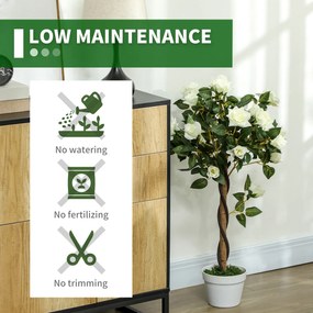 Outsunny Sztuczny krzew, Sztuczna roślina w doniczce cementowej, sztuczna roślina