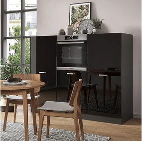 Blok kuchenny czarny/antracyt o wysokim połysku 180x46x81.6 r-line