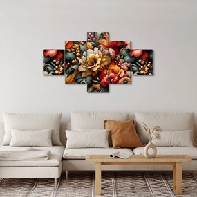 Obraz - Pomarańczowo-czerwone kwiaty (125x70 cm)