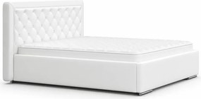 Łóżko ze stelażem Usilia 160x200 - dwuosobowe łoże tapicerowane w stylu chesterfield z pikowanym zagłówkiem w tkaninie do wyboru