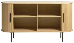 Niska komoda w dekorze dębu z drzwiami przesuwnymi 140x76 cm Nola – Unique Furniture