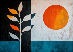 Obraz na szkle - Abstrakcja rośliny i słońca (70x50 cm)
