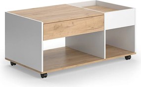 Stolik kawowy gold power dąb/biały 110x60x49.5 maik