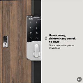 Szafa biurowa metalowa z zamkiem na szyfr antracytowa/orzech, 900x1850x400 mm: DANIEL Eco Design
