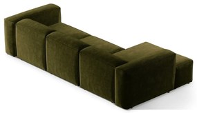 Zielony sztruksowy narożnik (lewostronny/z szezlongiem) Bergano – Cosmopolitan Design