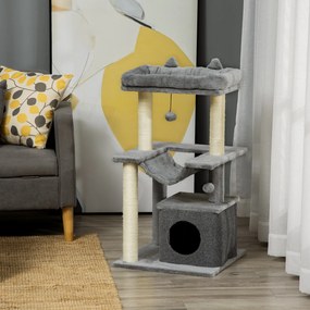 PawHut Drapak dla kotów wysoki szary 48x48x100 cm stabilny trwały idealny dla kotów aktywnych | Aosom PL