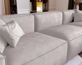 Emporius Figo narożnik w kształcie L - narożnik w nowoczesnym stylu bez pojemnika - lewostronny, tkanina aksamitna, jasny szary (Whisper 16)