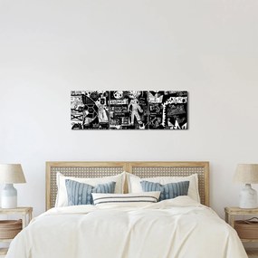 Obraz - Graffiti (z zegarem) (90x30 cm)