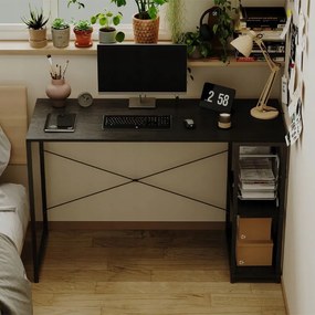 Biurko komputerowe stół loft czarne nowoczesne z półkami industrialne 120