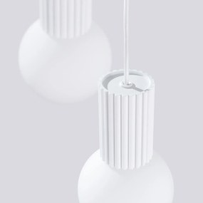 Lampa wisząca HALO 3P biała ryflowana SOLLUX  LIGHTING
