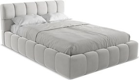 Łóżko 160 x 228 - z weluru - srebrny - NALU