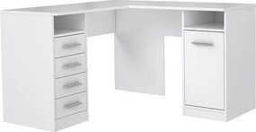 Biurko narożne TOLEDE z 1 drzwiczką i 4 szufladami - Biały - L 125 x P 125 x W 75 cm
