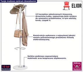 Klasyczny biały wieszak stojący na ubrania - Caden 3X