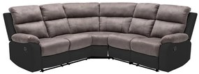 Kanapa narożna z funkcją relax szaro-czarna z mikrofibry i ekoskóry TOLZANO