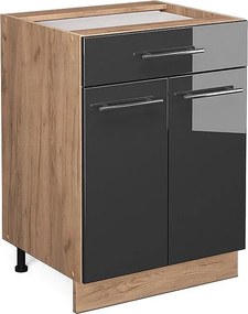 Szafka dolna do kuchni antracyt wysoki połysk 60x51.6x82 fame-line