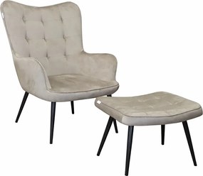 Fotel wypoczynkowy RELAX uszak z podnóżkiem : Kolor nogi - Czarna stożek, Kolor tkaniny - VELVET - MG09, Typ tkaniny - Velvet