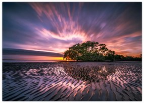 Obraz na szkle plaży o zachodzie słońca (70x50 cm)