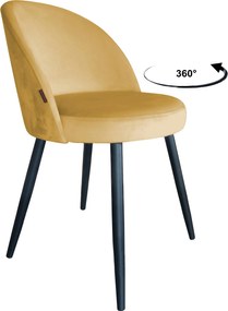 Krzesło TRIX tkanina Welur noga metalowa : Kolor nogi - Czarna stożek, Kolor tkaniny - VELVET - MG15, Typ siedziska - Siedzisko obrotowe 360°