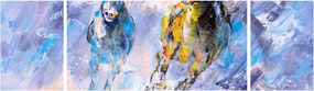 Obraz biegnących koni, obraz olejny (170x50 cm)