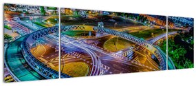 Obraz - nocna panorama miasta (170x50 cm)