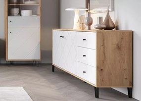 Komoda Elsie 3 szuflady loft matowe fronty z rowkowaniem – nowoczesna i trwała