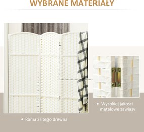 HOMCOM 4-częściowy parawan, składana zasłona, ściana osłonowa do salonu, sypialni, biura domowego, Biały