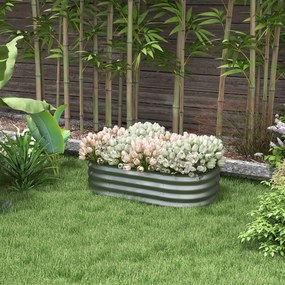 Outsunny Hochbeet Donica Warzywna, modularne łóżko wysokie, zabezpieczone krawędzie, design bez dna,  105 x 62 x 30 cm, Srebrny