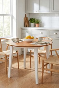 Okrągły stół składany - biały + brąz L0-P70