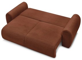 Ceglasta sztruksowa rozkładana sofa 257 cm Lucien – Bobochic Paris