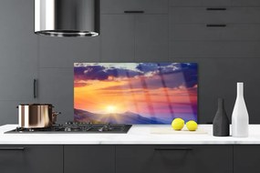 Panel Szklany Promienie Słońca nad Szczytami