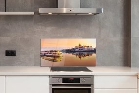 Szklany Panel Statek o Zachodzie Słońca