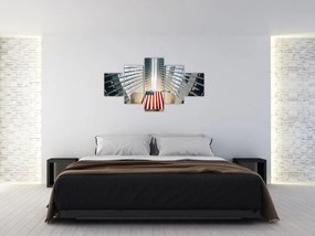 Obraz budynku z flagą USA (125x70 cm)