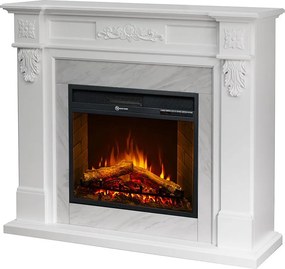 Kominek elektryczny TRUMAN, kominek stojący, efekt białego marmuru, dł. 121 x gł. 38 x wys. 108 cm