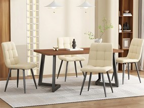 Stół jadalny - blaty z drewna - czarne metalowe nogi - 117x68cm - Brązowy i Czarny