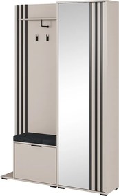 MINIO go for it, Garderoba NEL, z czarnym tapicerowanym siedziskiem, z lustrem, kaszmir/czarny