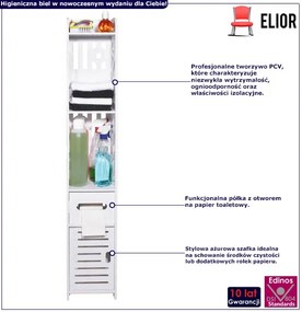 Biała ażurowa wąska szafka łazienkowa - Luega 4X