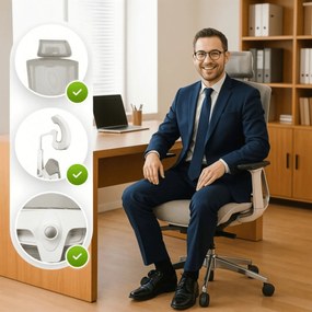 Fotel Biurowy Ergonomiczny Obrotowy SKY Beżowy Nowoczesny