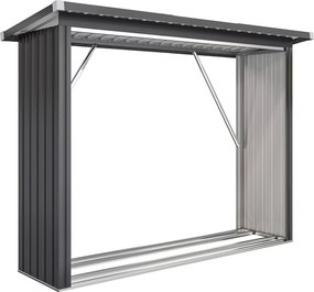 Wiata na drewno opałowe Outsunny, stal ocynkowana, podwyższona podstawa, dach jednospadowy, 213×66,5×150 cm, ciemnoszary