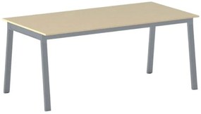 Stół konferencyjny do biura PRIMO BASIC, 180x90 cm, szaro-srebrna podstawa, brzoza