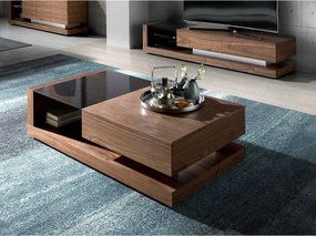 Prostokątny stolik kawowy Prostokątny stolik kawowy Czarne i orzechowe szkło 2061 ANGEL CERDA