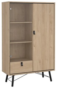 Witryna w dekorze dębu w naturalnym kolorze 102x162x40 cm Ry – Tvilum