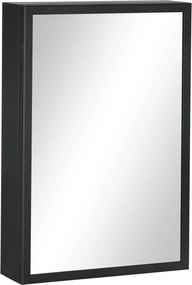 kleankin Szafka z Lustrem, Szafka Łazienkowa, 3 Regały, Stal Nierdzewna, 40x12x60cm, Czarna