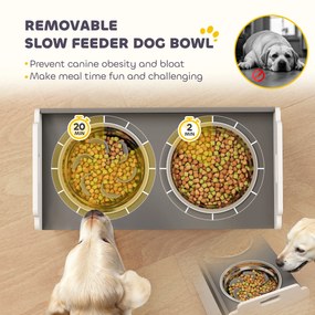 PawHut Podwyższana miska z szafką do przechowywania, 2 miski z pierścieniami antypoślizgowymi, 60 x 30 x 35,5 cm, Biały | Aosom PL