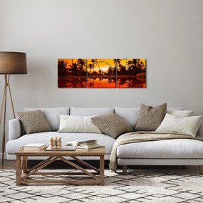 Obraz - Zachód słońca nad kurortem (z zegarem) (90x30 cm)