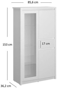 Biała niska witryna skandynawska do salonu i jadalni E1-R92