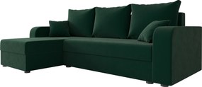 PROMOCJA Rozkładany narożnik obustronny do L VALERIO 238x140 cm, ciemnozielony + 2 poduszki GRATIS II. gatunek