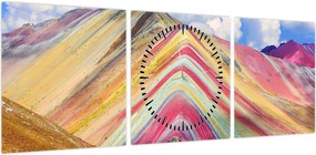 Obraz - Rainbow Mountain, Peru (z zegarem) (90x30 cm)