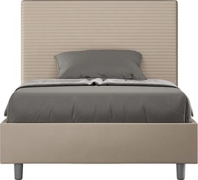 Łóżko bez stelaża tapicerowane 120x190 sztucznej skóry szaro-beżowy Focus